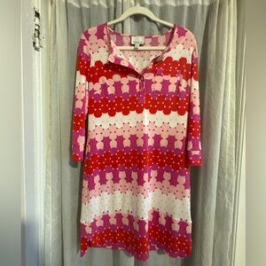 Donna Morgan White Red Pink Purple Patterned Long Sleeve Dress size 6